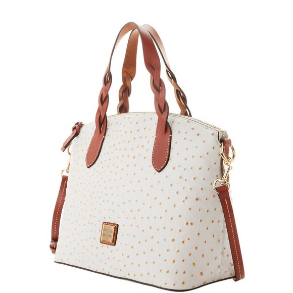 Dooney & Bourke Ostrich Celeste Satchel - Bone - Picture 2 of 4